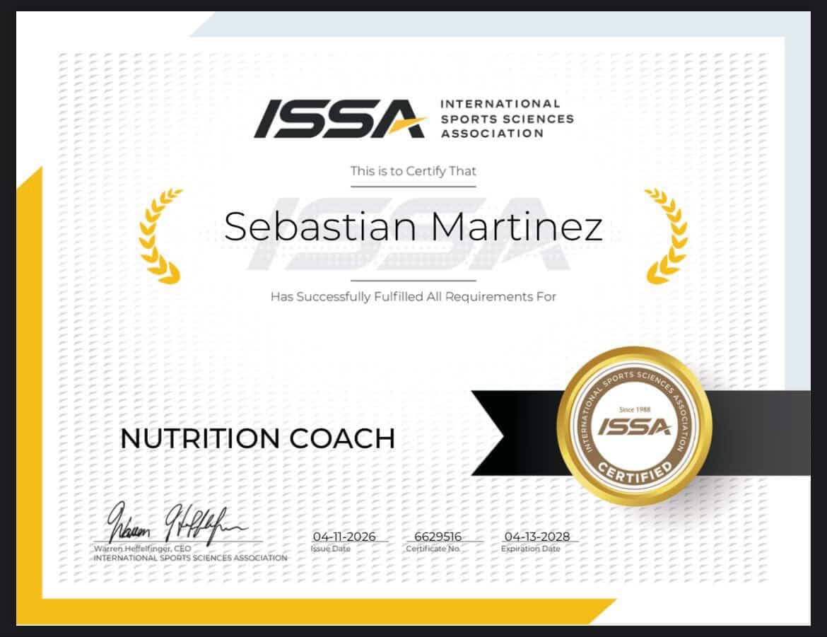 ISSA Nutrition Coach — Sebastian Martinez